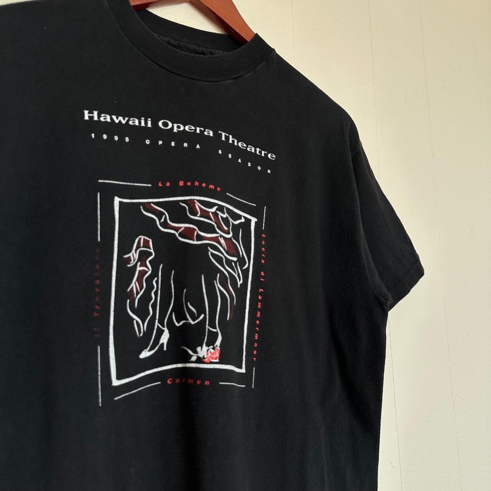 Vintage 90s Hawaii Opera Theatre T Shirt Size M Black Graphic